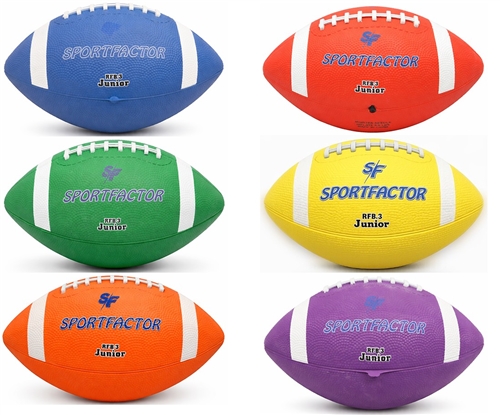 FOOTBALL RUBBER COLORED JUNIOR SET OF SIX