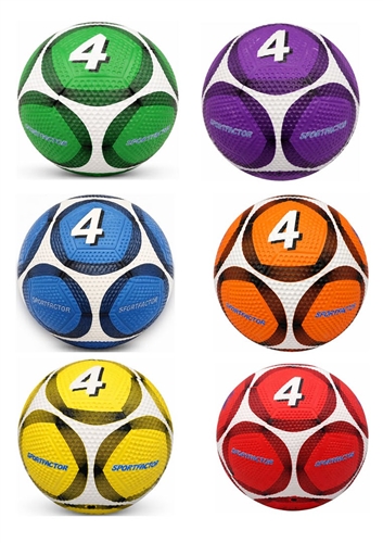 SOCCERBALL SIZE 4 RUBBER COLORED SET (6)